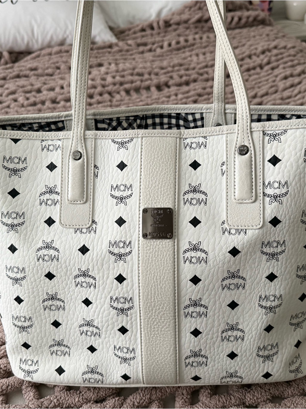 Mcm White Tote